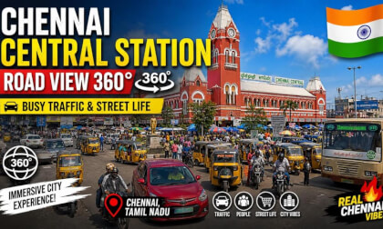🇮🇳 Chennai Central Station Road View 360° 🚗🔥 | Busy City Traffic & Street Life | Tamil Nadu