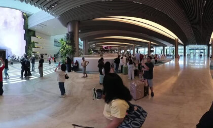 Terminal 2 Digital Waterfall, Changi Airport, Singapore - 360° Insta360 X3