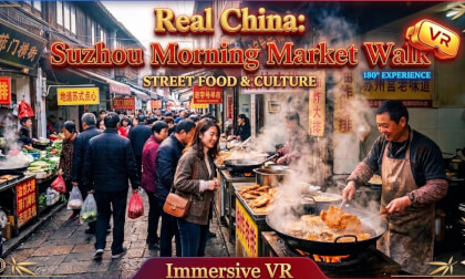 【180° VR】What Do Locals Eat? Walking Tour of a REAL Chinese Morning Market in Suzhou ASMR