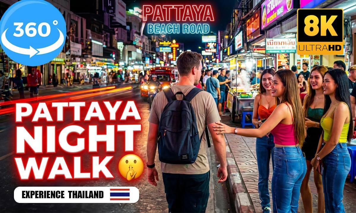 Walking Through Pattaya Beach Road 🇹🇭🌃✨ | 8K VR 360 Night Walk | Experience Thailand