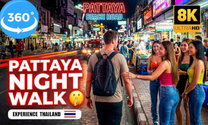 Walking Through Pattaya Beach Road 🇹🇭🌃✨ | 8K VR 360 Night Walk | Experience Thailand