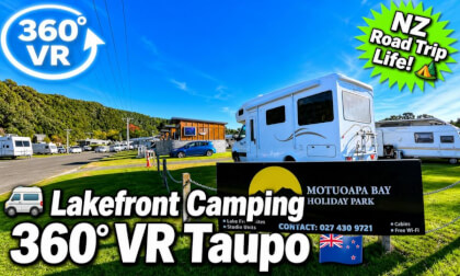 [New Zealand] Motuoapa Bay Holiday Park 360° VR - Lakefront Camping Road Trip Taupo