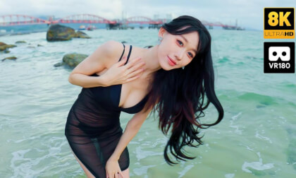 Beauty GG on the beach with a black bikini