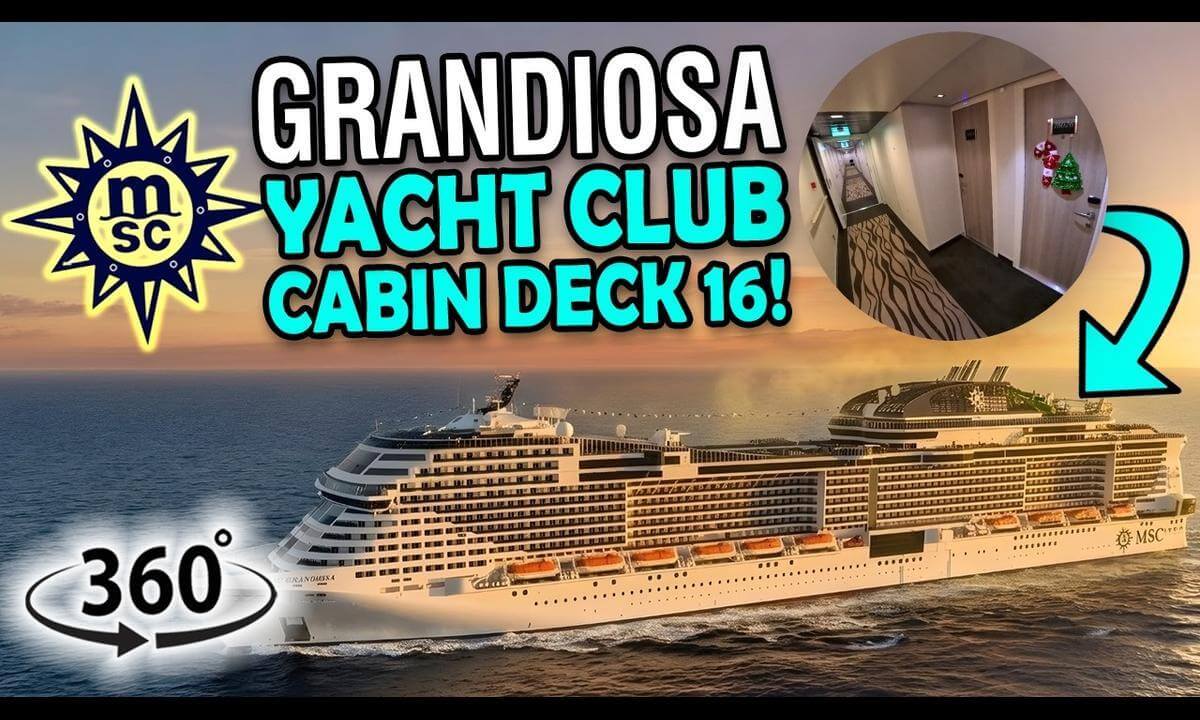 MSC Grandiosa Yacht Club Cabin Locations Deck 16 | 360° Cruise Ship Corridor Walkthrough | VR Travel