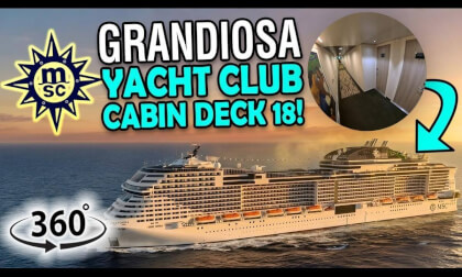 MSC Grandiosa Yacht Club Cabin Locations Deck 18 | 360° Cruise Ship Corridor Walkthrough | VR Travel