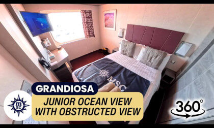 MSC Grandiosa The Junior Ocean View Stateroom Walkthrough (Obstructed View) | Cabin 8060 | 360° VR Cruise Room Tour