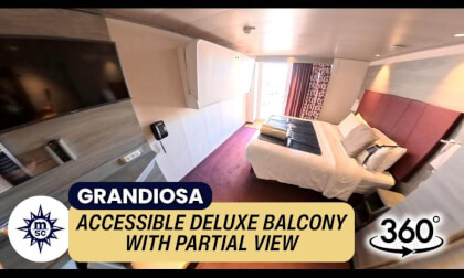 MSC Grandiosa The Accessible Deluxe Balcony Stateroom Walkthrough (Partial View) | Cabin 8088 | 360° VR Cruise Room Tour