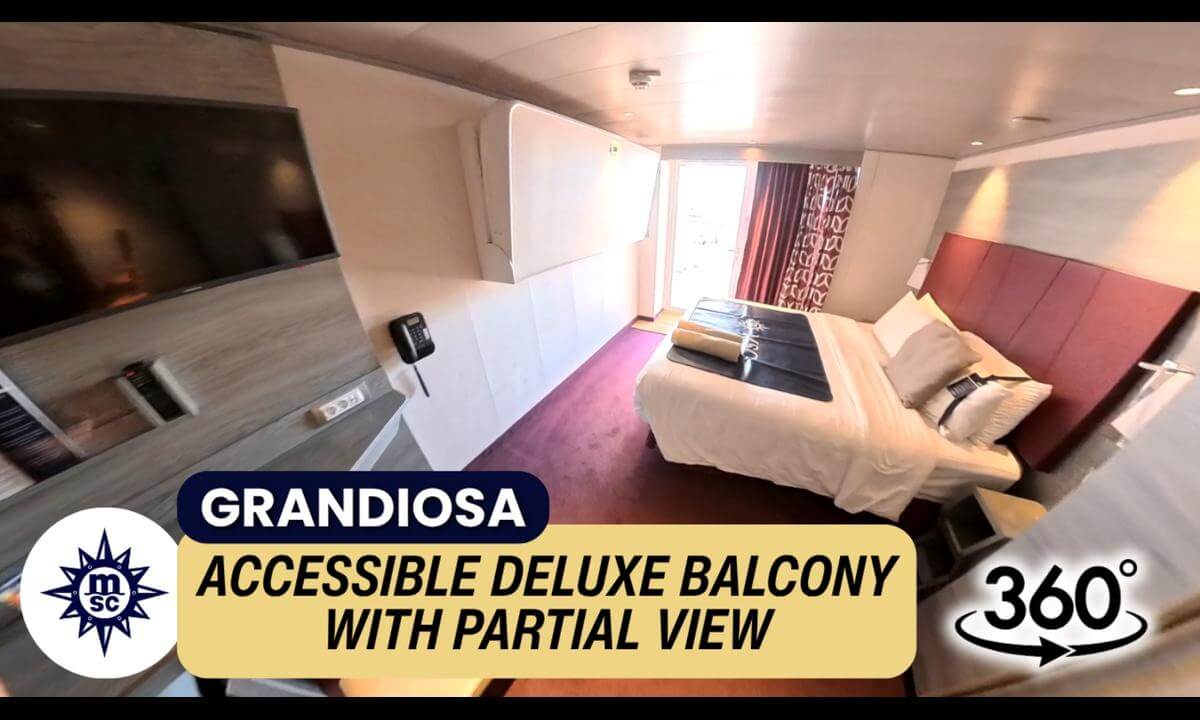 MSC Grandiosa The Accessible Deluxe Balcony Stateroom Walkthrough (Partial View) | Cabin 8088 | 360° VR Cruise Room Tour