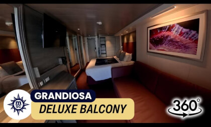 MSC Grandiosa The Deluxe Balcony Stateroom Walkthrough | Cabin 8038 | 360° VR Cruise Room Tour