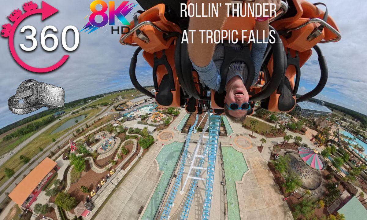 VR 360Âș Rollin' Thunder Rollercoaster at Tropic Falls at OWA