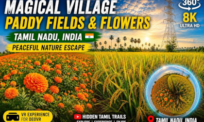 Golden Paddy Fields & Orange Flowers in Tamil Nadu 🌾 | 8K VR