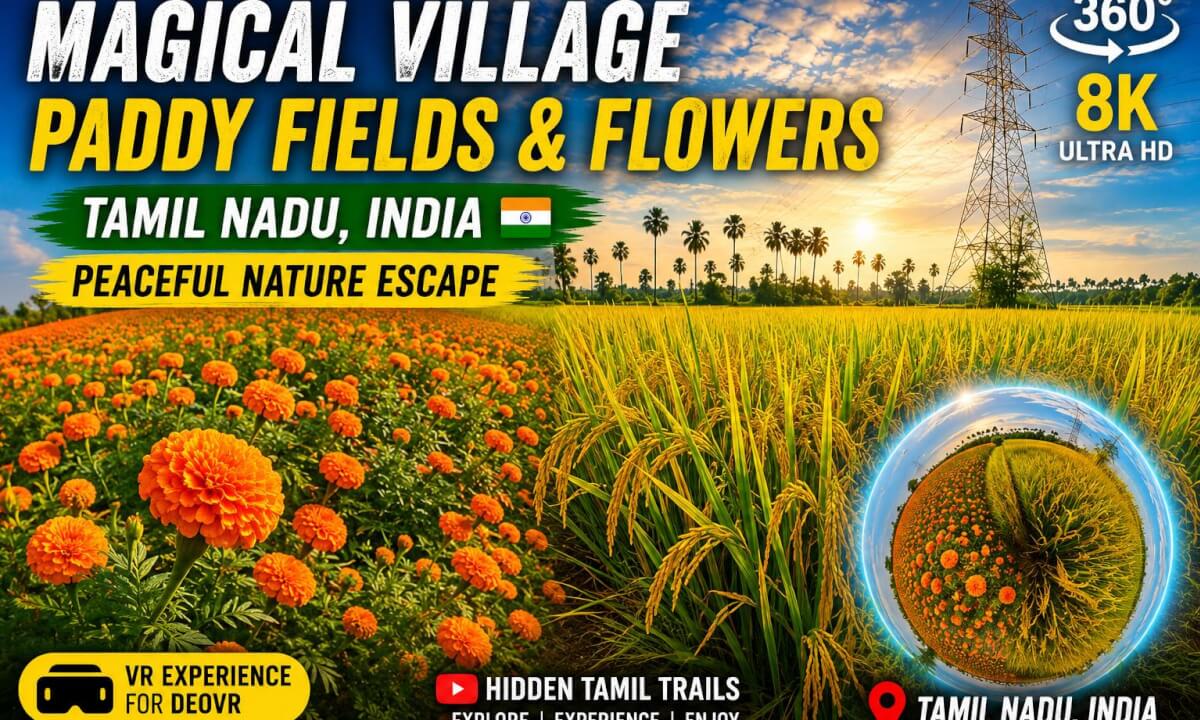 Golden Paddy Fields & Orange Flowers in Tamil Nadu 🌾 | 8K VR