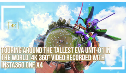 Touring around the tallest Eva Unit-01 in the world in Shanghai, 4K 360° video recorded with Insta360 One X4