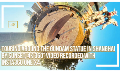 Touring around the Gundam statue in Shanghai by sunset, 4K 360° video recorded with Insta360 One X4
