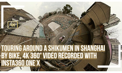 Touring around a Shikumen in Shanghai by bike, 4K 360° video recorded with Insta360 One X