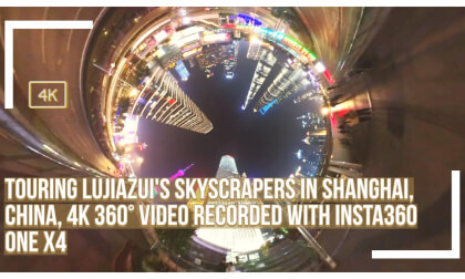 Touring Lujiazui's skyscrapers in Shanghai, China, 4K 360° video recorded with Insta360 One X4