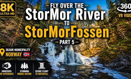 8K 360 VR Norway River Flight Part 5 | StorMorFossen Waterfall & Deep Nordic Nature Journey