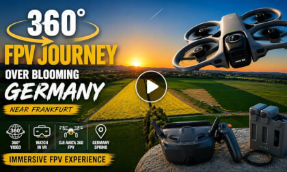 360° FPV Journey Over Blooming Germany Near Frankfurt