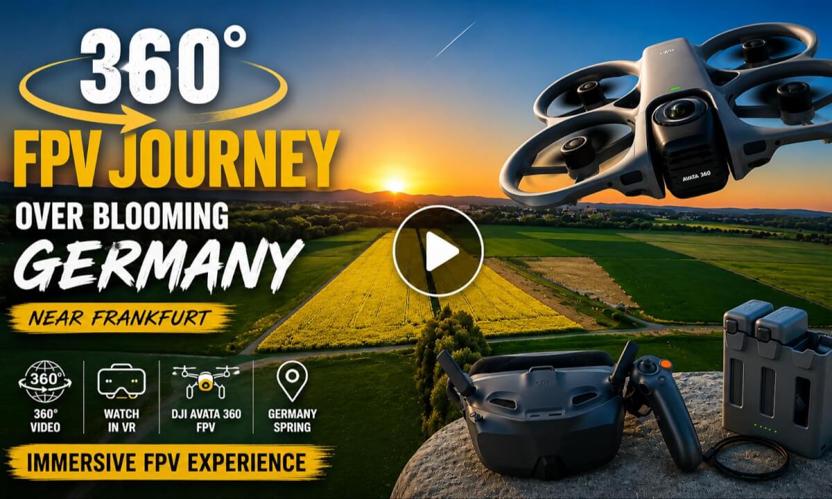 360° FPV Journey Over Blooming Germany Near Frankfurt