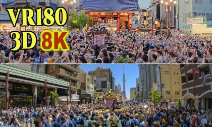 The procession of main shrine's portable shrine  at Sanja Matsuri Festival Day 3,2026 in Asakusa, Tokyo
