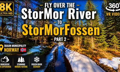 8K 360 VR Norway River Flight Part 2 | Frozen StorMor River Nordic Nature Teaser