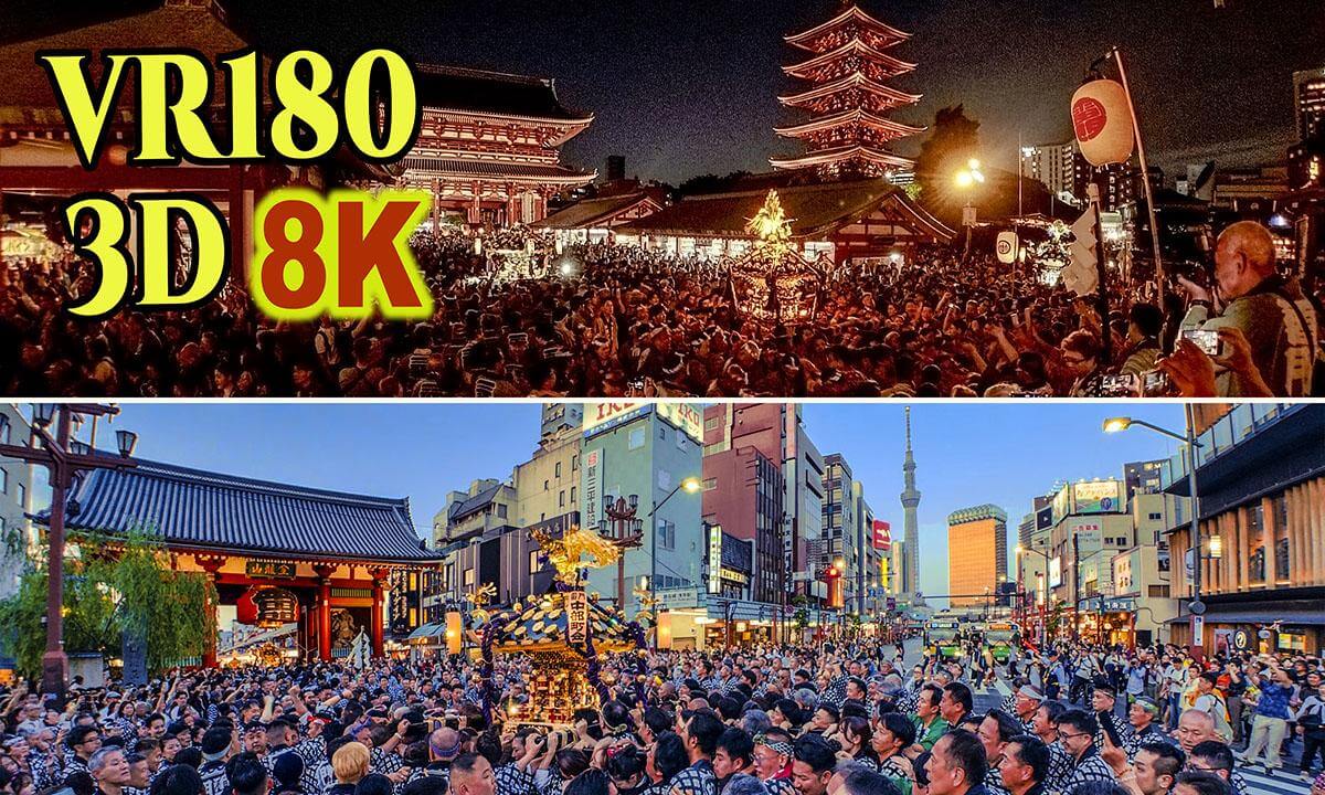 Evening joint procession of portable shrines at Sanja Matsuri Festival Day 2,2026 in Asakusa, Tokyo