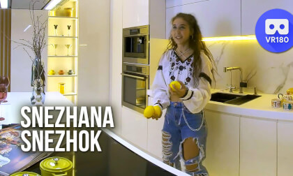 Snezhana Snezhok funny looking around the new kitchen Snezhana Snezhok funny looking around the new kitchen