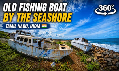 Old Fishing Boat Near Seashore | Tamil Nadu India | 8K 360 VR Experience