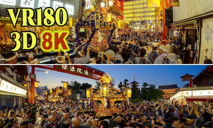 Evening joint procession of portable shrines at Sanja Matsuri Festival Day 1,2026 in Asakusa, Tokyo,JAPAN