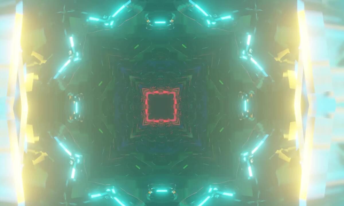 Futuristic Neon Geometric Tunnel