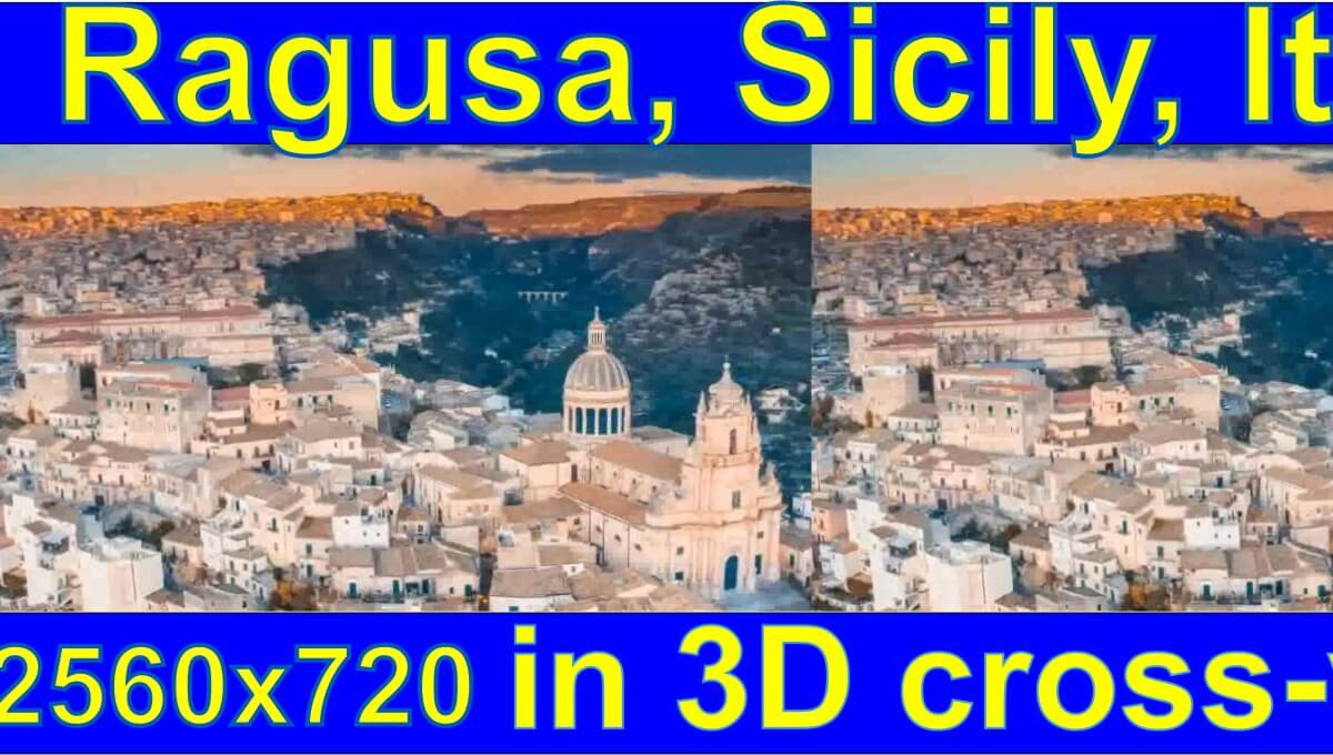 Ragusa, Sicily, Italy in 3D side-by-side cross-view "by angel's eyes - iXYt"