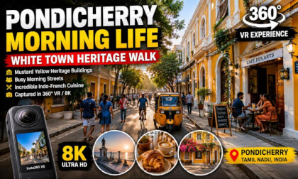Pondicherry Morning Walk | White Town Heritage Streets in 360° VR | 8K