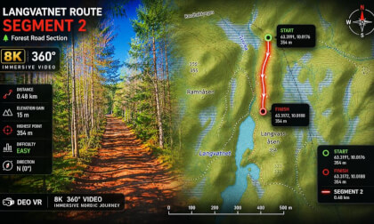 Langvatnet Route Segment 2 | 8K 360° VR Forest Road Walk | Norwa