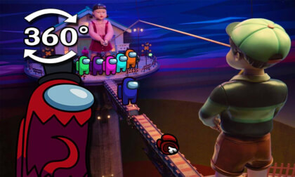 Amazing 360° Video of Among Us Crewmates Playing the Jump Rope Game from Squid Game