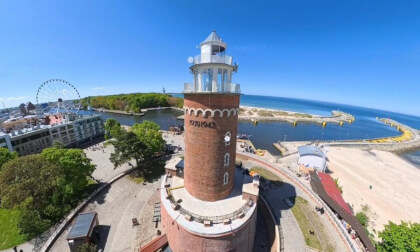Kołobrzeg, Poland | Lighthouse & Pier | 8K 360° Drone Flight