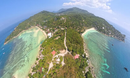 Flight from John-Suwan Viewpoint, Koh Tao Island, Thailand 360
