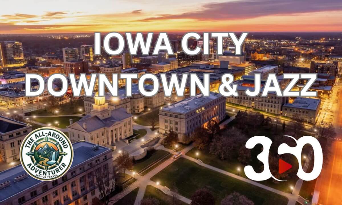 Explore Downtown Iowa City in 360° | Immersive Walkthrough with Live Jazz by the Library
