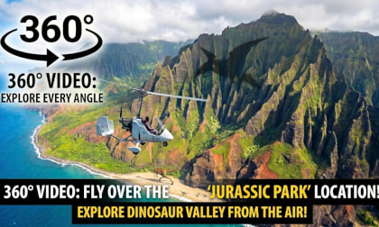 360° VR] Flying Over the REAL Jurassic Park