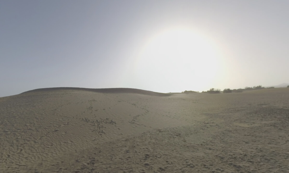 360 VR Maspalomas Dunes scene in the light of setting sun, Gran Canaria