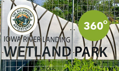 Full 360° VR Walk: Iowa River Landing Wetland Park Boardwalk Tour | Coralville, IA