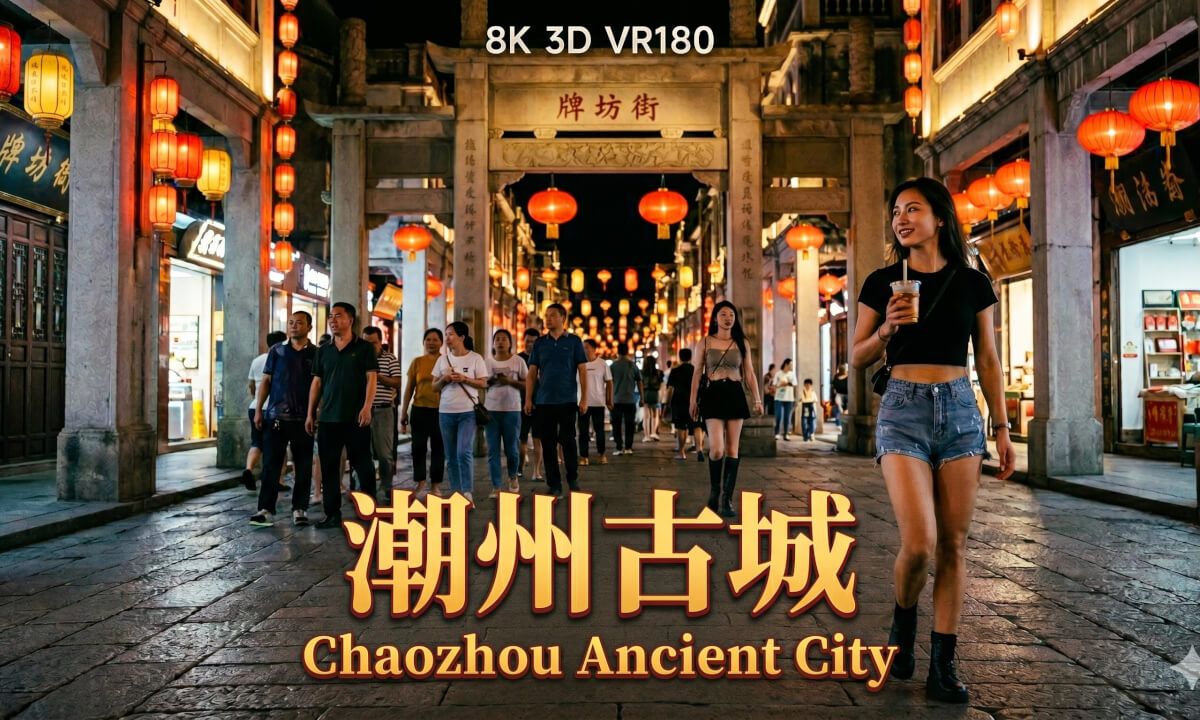 8K3D VR180 | Lantern-Lit Whispers of Chaozhou Ancient City | 华灯古韵:夜漫潮州古城