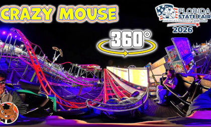 [4K VR 360°] Crazy Mouse - Spinning Wild Mouse Coaster | On-ride Night POV | Florida State Fair 2026
