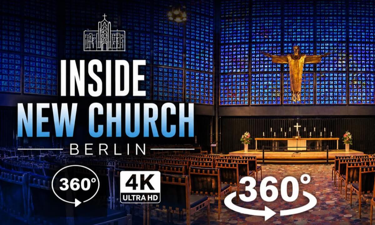 🎥 INSIDE NEW (BLUE) CHURCH BERLIN 🇩🇪 | 360° VR Tour in 4K Ultra HD | Stunning Blue Interior | ASMR