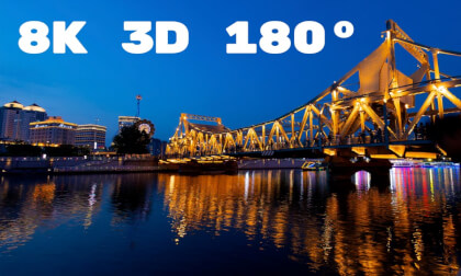 [8K 3D 180]Tianjin Haihe River night time-lapse