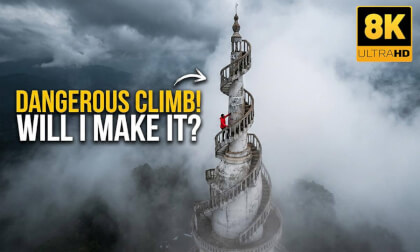 Climbing Ambuluwawa Tower in Extreme Wind & Mist 🌧️😱💨 | 8K 360 VR Sri Lanka 🇱🇰