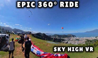 Sky Full of Paragliders! 360° VR Motorcycle Climb