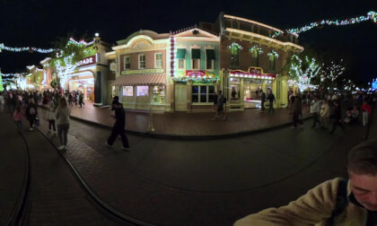 23.2 Walking (solo) on Disneyland's Main Street away from the Magic Castle toward the Christmas tree toward exit