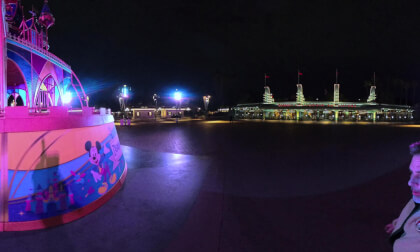 23.4 Walking (solo) toward and around Disneyland's 70th Castle Model between Disneyland and California entrances at night