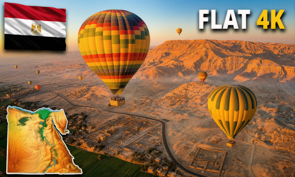 🇪🇬 Luxor from Above 🎈 | FLAT 4K | Hot Air Balloon Flight over Ancient Egypt ☀️