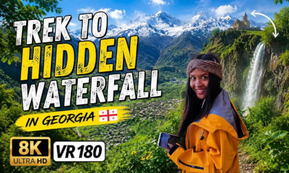 Found a Hidden Waterfall in Kazbegi, Georgia VR180 8K Mountain Trek
